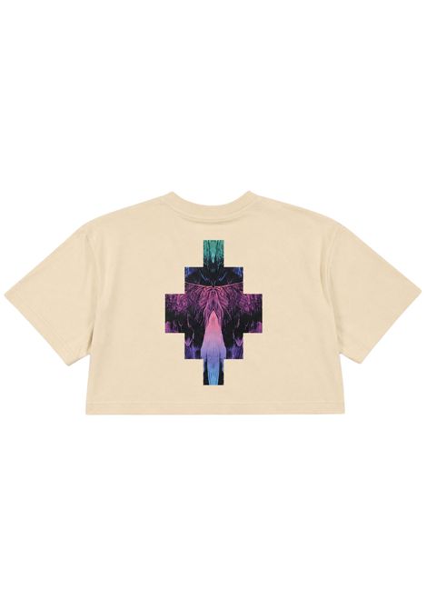 Cream cotton T-shirt for girls MARCELO BURLON | JGTH066PANNA
